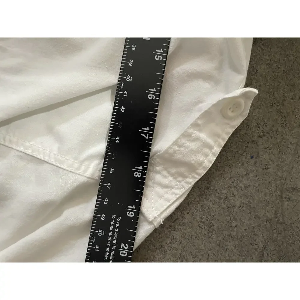 SERGIO VALENTE Men's White Long Sleeve Button-Up Shirt Pockets Polyester Cotton